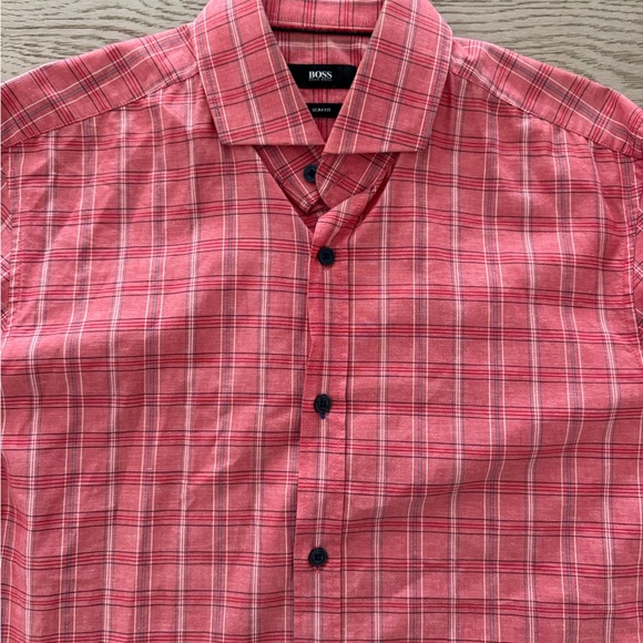 Men’s Hugo Boss Slim Long Sleeve Plaid Button Down Shirt Size Medium - Picture 11 of 11